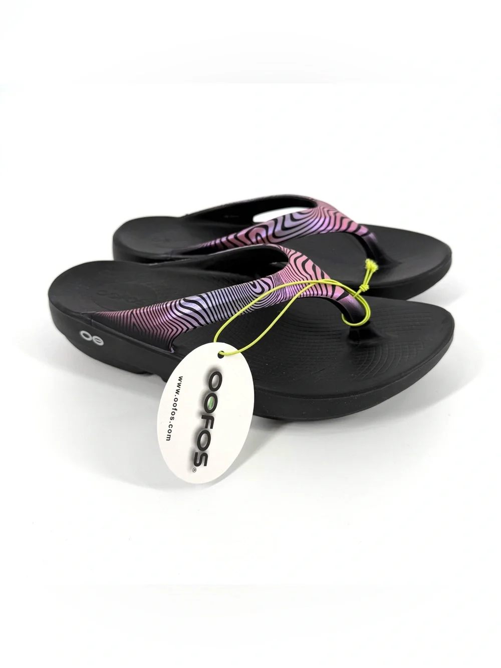 OOFOS OOlala Limited Edition Sandal Womens Size 7 Disco Zebra Recovery Cushion